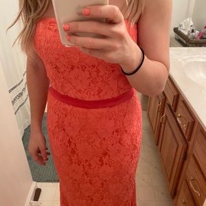 Peach Lace Prom Dress